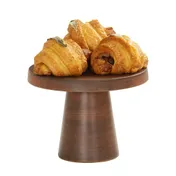 Cal-Mil 23755-107-78 Melamine Pedestal Stand, 10.25" Dia x 7.5" H, Walnut Brown, Dishwasher Safe 1 image
