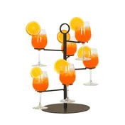 Cal-Mil 23763-13 Madison Glass Tower, 15" W x 15" D x 17" H, Black Metal Round, Holds 6 Glasses 1 image