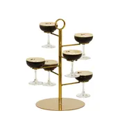 Cal-Mil 23763-130 Champagne Glass Tower, 15"W x 15"D x 22"H, Gold Brass Finish, Holds 6 Glasses 1 image