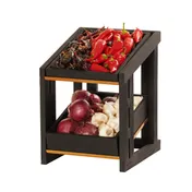 Cal-Mil 23781-2-13 Brooklyn Merchandiser, 2-Tier, Textured Wood Base Accented By Antique Brass Details 2 image