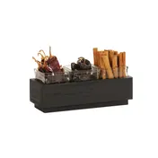 Cal-Mil 23787-3-13 Brooklyn 3 Jar Holder, 5"W X 12.75"D X 4.5"H, Textured Wood Base 1 image