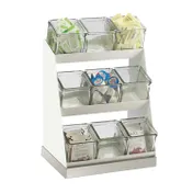 Cal-Mil 3018-55-12 Luxe Condiment Display, 12.25"W X 9"D X 15.5"H, 3-Tier (9) 4" X 4" Clear Glass Jars 1 image