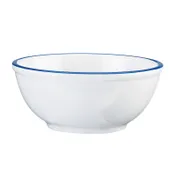 Cal-Mil 3343-8-15 Enamelware Bowl, 8.25" Dia. X 3.75"H, Round, Blue Rim 1 image