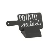 Cal-Mil 3345-13 Write-On Sign, Paddle Base, 4-1/2" W x 2" D Black Plastic, Blank Table Number 1 image