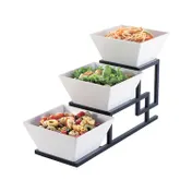 Cal-Mil 3404-13 Union Bowl Display, 6.5"W X 19"D X 12"H, 3-Tier (3) White Melamine Square Bowls 1 image
