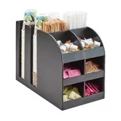 Cal-Mil 3577 Classic Bulk Condiment Station, 9.25"W X 16.25"D X 13"H (4) Section For Lids/Cups Up To 3.75" Dia. (6) Section For Condiments 1 image