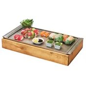 Cal-Mil 3699-1123-99 Pine Wood Ice Display, Rectangular Cold Pack, Liner, 23" W x 12.5" D x 3.5" H 1 image