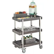 Cal-Mil 3834-83 Ashwood 3-Tier Beverage Cart, 31"W x 20-1/8"D x 39-1/4"H, Oak Wood, Ash Gray, Heavy Duty Casters 1 image