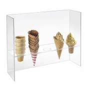 Cal-Mil 394 Ice Cream Cone Holder, 20"W X 4"D X 16"H, 5 Holes 2" Dia with Guard, BPA-Free Plastic 1 image