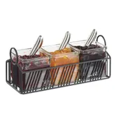Cal-Mil 4101-3-13 Portland Jar Display, 12-3/8"W X 4.5"D X 5-1/8"H, Rectangular, Includes (3) Glass Jars 1 image