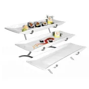 Cal-Mil PP1033-13 Platter Display, 23"L X 18"W X 12"H, 3-Tier (3) Long Rectangular Porcelain Platter 1 image