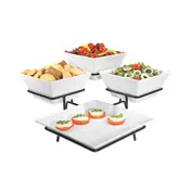 Cal-Mil SR1020-13 Gourmet Quad Platter/Bowl Display, 3-Tier (1) 11.5" Square Diamond Platter 1 image