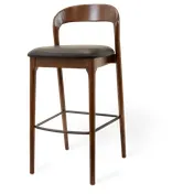 JustChair W11730 Wooden Bar Stool with Contour Back, Padded Seat, German Beech, Leg Rest, Quickship 2 image
