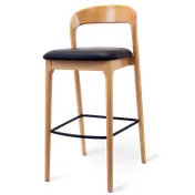 JustChair W11730 Wooden Bar Stool with Contour Back, Padded Seat, German Beech, Leg Rest, Quickship 1 image