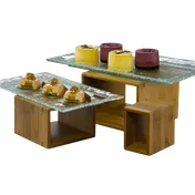 American Metalcraft BAMRD2 Natural Bamboo Wood Riser Set - 3 Risers: 5"x2-1/2", 7"x4-3/4", 9"x6⅜" 1 image