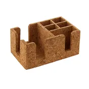 American Metalcraft BARCK5 Countertop Condiment Organizer, 6-Section Cork Coffee Caddy, Brown, 4-1/2" H 1 image