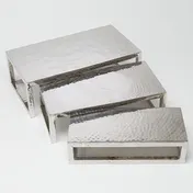 American Metalcraft HMPRR3 Hammered Steel Riser Set Silver, 3-Piece 1 image