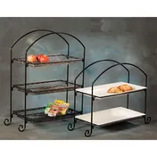 American Metalcraft IS13 Ironworks 3-Tier Black Wrought Iron Display Stand, 24-1/2"L x 12⅞"W x 32⅜"H 1 image