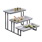 American Metalcraft IS18 3-Tier Black Wrought Iron Display Stand, 20" L x 13.75" W x 12" H, Stair-Step 2 image