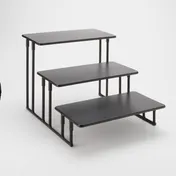 American Metalcraft ISP18 3-Tier Rectangular Display Stand Black Metal 20"L x 13-3/4"W x 12"H 9-12" Assembly Required 1 image