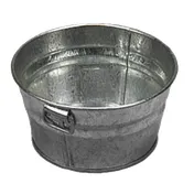 American Metalcraft MTUB63 27-Oz Galvanized Tin Tub, 6-1/8" Dia x 3" H, Side Handles, Hand Wash Only 1 image