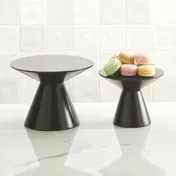 American Metalcraft MWPD5 Pedestal Stand, Round Espresso Wood, 7" Dia x 5-1/4" H, Black 2 image