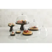 American Metalcraft MWPD6 Pedestal - 9" Dia x 6-1/4" H Wood Base, Black, Height 5"-9" 2 image