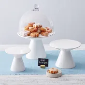 American Metalcraft MWPDW6 Pedestal Display Stand, 6.25" Height Round White Wood Hampton Collection 2 image
