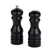 American Metalcraft PMSBL62 - Salt & Pepper Shaker Mill Set, 6" Height, Wood, Black Finish 1 image