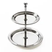 American Metalcraft STS2 2-Tier Round Display Stand, 7" Dia x 7.75" H, Steel Silver, 8" H Use 1 image