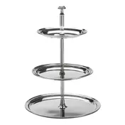 American Metalcraft STS3 Three-Tier Round Display Stand, 8-1/2" Dia x 11-3/4" H, Stainless Silver, H 9-12" 1 image