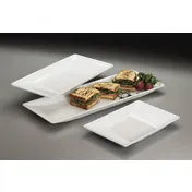 American Metalcraft TRPZ18 Plastic Platter, 18-3/8" L x 8-1/8" W x 1.5" H Trapezoid, Break-Resistant Melamine, White 1 image