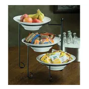 American Metalcraft TTRSMEL7 3-Tier Display Stand, 17" H x 9.75" W, opens 24" wide black iron 12" melamine bowls 87 oz 1 image