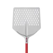 AMPTO 752F33 Perforated Pizza Peel, 13" x 13" Anodized Aluminium, Red 47.24" Handle, Made In Italy 1 image