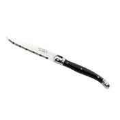 Steelite 5392S057 - 9" 1.2mm Serrated Steak Knife, Black Handle, 13/0 Steel, Laguiole - 6/Pack 1 image