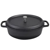 Steelite AP352911 Oval Roasting Pan 8 Qt 18.25"x12"x7" (5") Matte Black SS Knob Cover - 4/Case 1 image