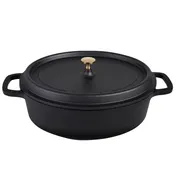 Steelite AP352911G - 8 Qt Roasting Pan, Gold Knob, Black, 17" x 12" x 5" Cover Included - 4/Case 1 image