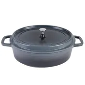 Steelite AP352912 - 8 Qt Oval Roasting Pan, 18.3" x 12" x 7" Aluchef with SS Knob, Gray - 4/Case 1 image