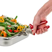 Steelite WLPANGRIP Pizza Pan Gripper, 7.75" x 2" x 4" Stainless Steel with Red Handles - 5/Case 2 image