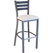 Plymold 6713PS Indoor Bar Stool, Ladderback, Metal Frame, Upholstered Seat 1 image