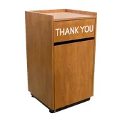 Plymold 80501 Trash Can, 35-Gal, 23"x23"x41.5", Laminated Swing Door, Black Metal Base - Made in USA 1 image