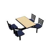 Plymold CEIS004DEEN Cebra Cluster Unit, 44"W x 66.25"D, Island Style, Laminate Top, Onyx Finish, 4 Chairs 1 image