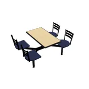 Plymold CEIS004DEQU Cebra Cluster Unit, 44"W x 66.25"D, Island Style, Laminate Top, Onyx Finish, Set of 4 Quest Chairs 1 image