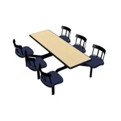 Plymold CEIS006DECO Cebra Cluster Unit, 72"W x 66.25"D, Island Style, Laminate Top, Free Standing Frame, Set of 6 Chairs 1 image