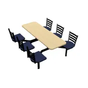 Plymold CEIS006DEEN Cebra Cluster Unit, 72"W x 66.25"D, Island Style, Laminate Top, Onyx Finish, Set of 6 Chairs 1 image
