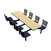Plymold CEIS008DEEN Cebra Cluster Unit, 96W x 66.25D x 36H, 8 Encore Chairheads, Laminate Top, Onyx Finish 1 image