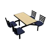 Plymold CEWL004DEEN Cebra Cluster Unit, 47"W x 66.25"D, Laminate Top, Onyx Finish, 4 Chairs Set 1 image
