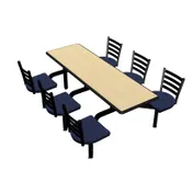 Plymold CEWL006DEEN Cebra Cluster Unit, 76"W x 66.25"D, Wall Style, Laminate Top, Onyx Finish, 6 Chairs 1 image