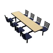 Plymold CEWL008DEEN Cebra Cluster Unit, 102"W x 66-1/4"D, Wall Style, Laminate Top, Onyx Finish, 8-Chair Set 1 image