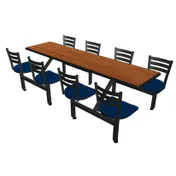 Plymold JURE008DECO Jupiter Cluster Unit, 96W x 53D, 8 Country Swivel Chairs, Laminate Top, Onyx Finish 1 image